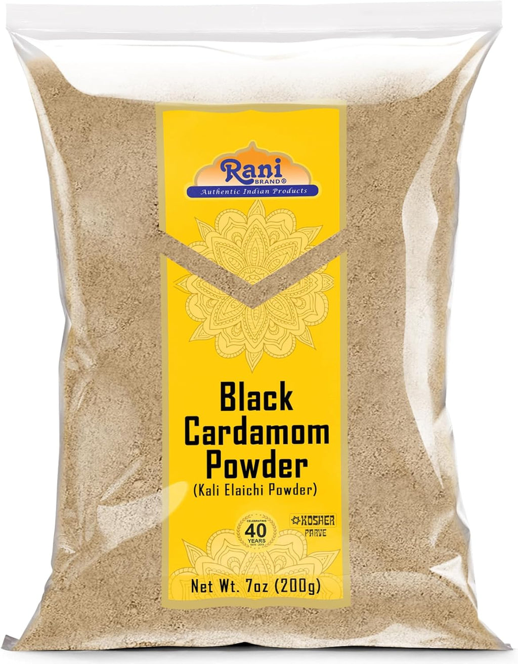 Rani Black Cardamom Powder (Kali Elachi) Indian Spice 7oz (200g) ~ All Natural | Vegan | Gluten Friendly | NON-GMO | Kosher | Indian Origin | Smokey, Tsaoko, Cao Guo, Bach Dan Khau, Badi