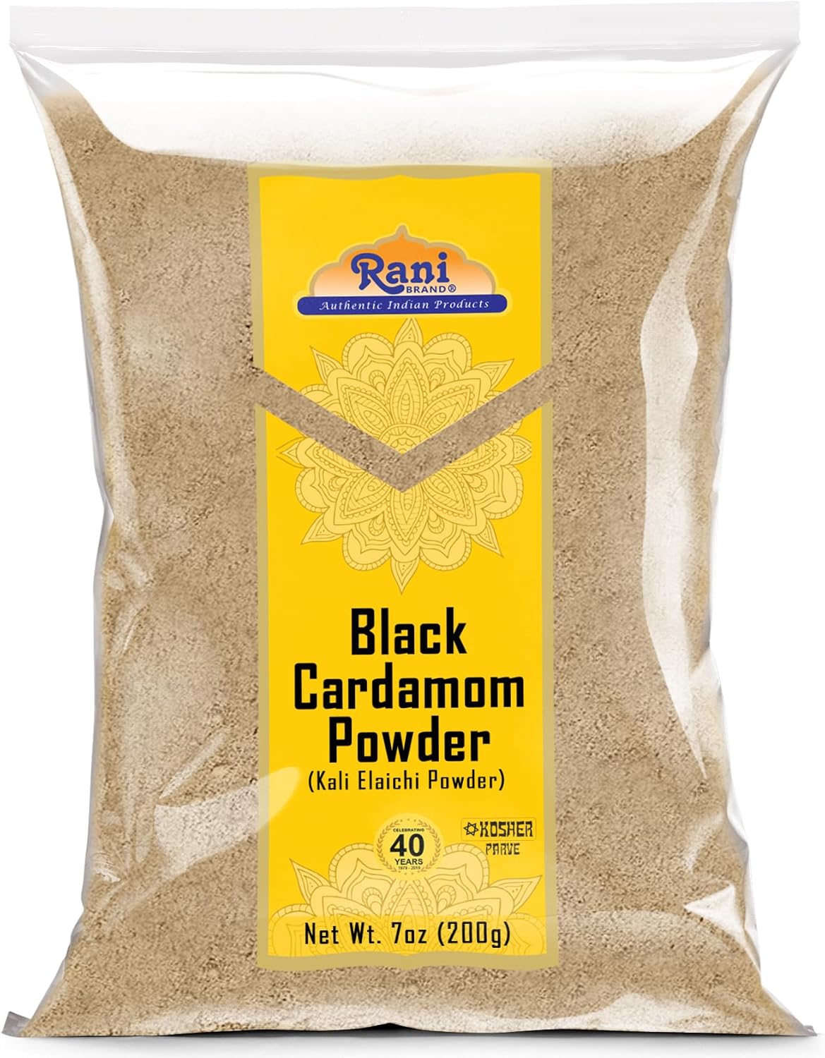 Rani Black Cardamom Powder (Kali Elachi) Indian Spice 7oz (200g) ~ All Natural | Vegan | Gluten Friendly | NON-GMO | Kosher | Indian Origin | Smokey, Tsaoko, Cao Guo, Bach Dan Khau, Badi