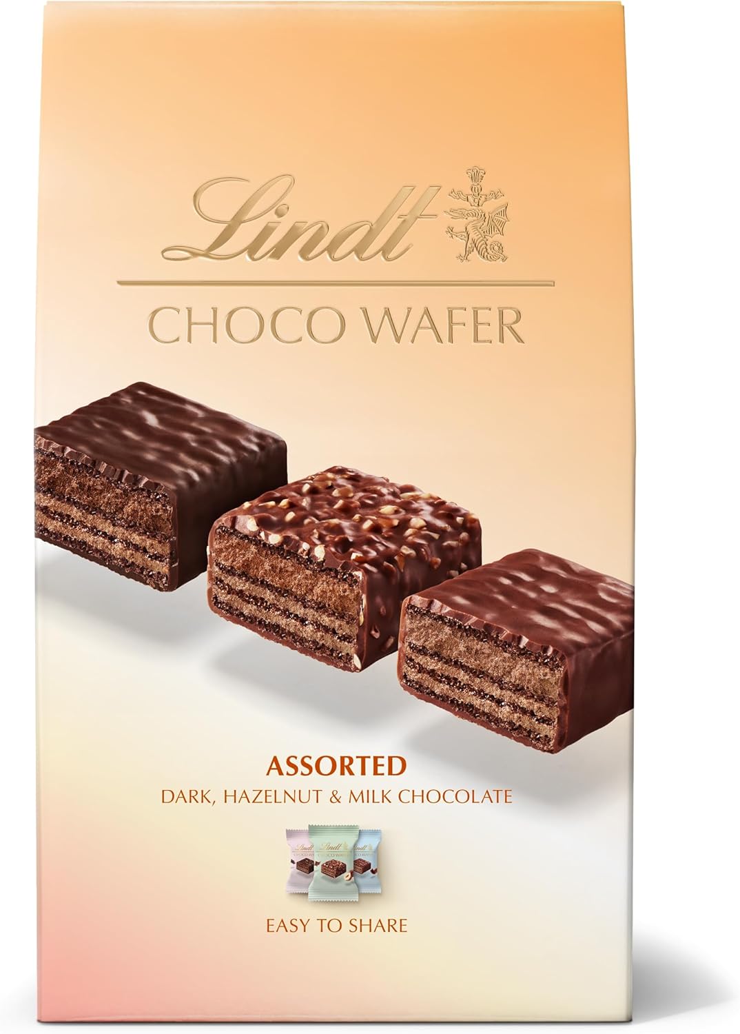 Lindt Choco Wafer Assorted Sharing Box 138g - Milk, Dark, and Hazelnut Chocolate