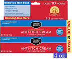 Berkley Jensen Maximum Strength Anti-Itch Cream (4 oz.), with Calming Aloe Vera, 1% Hydrocortisone Itch Relief for Eczema, Psoriasis, Bug Bites, Poison Ivy, Oak and Sumac, 2 oz. Tube (Pack of 2)