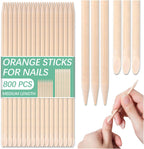 800 Pcs Orange Wood Sticks for Nails, Double Sided Multi-Use Wooden Cuticle Pusher Sticks Disposable Manicure Pedicure Tool Cuticle Stick for Nails, Eyebrow Waxing, Facial Hair Removal