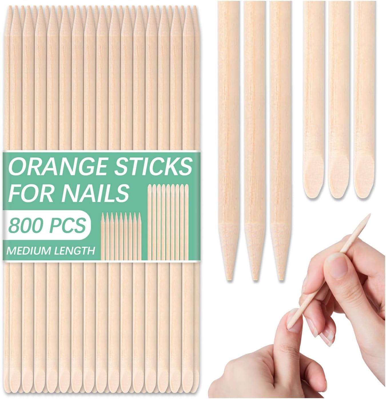 800 Pcs Orange Wood Sticks for Nails, Double Sided Multi-Use Wooden Cuticle Pusher Sticks Disposable Manicure Pedicure Tool Cuticle Stick for Nails, Eyebrow Waxing, Facial Hair Removal