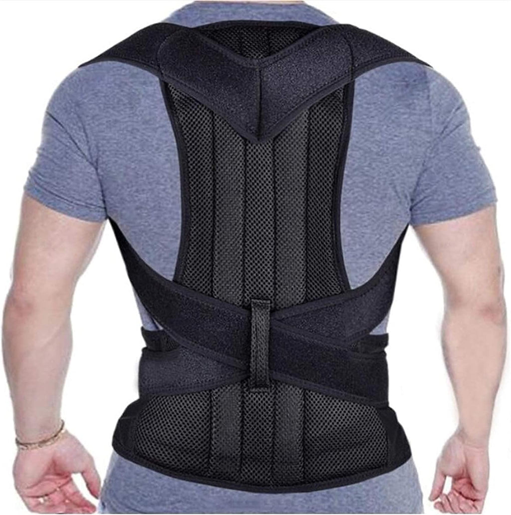Spine Posture Corrector Health Care Back Support Braces Adult Back Posture Corrector Adjustable Back Lumbar Support Belt (Black S)