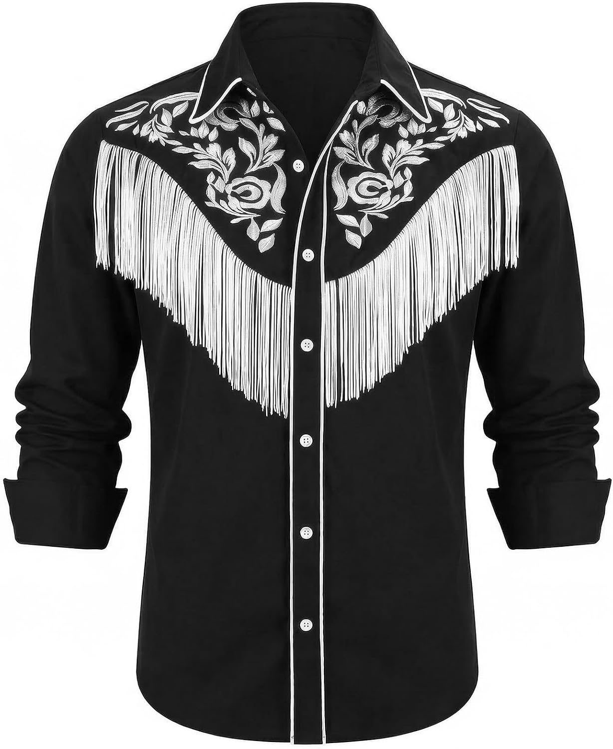 Western Shirts for Men Cowboy Shirts Long Sleeve Embroidered Country Shirt Slim Fit Button Down Shirt Casual Work
