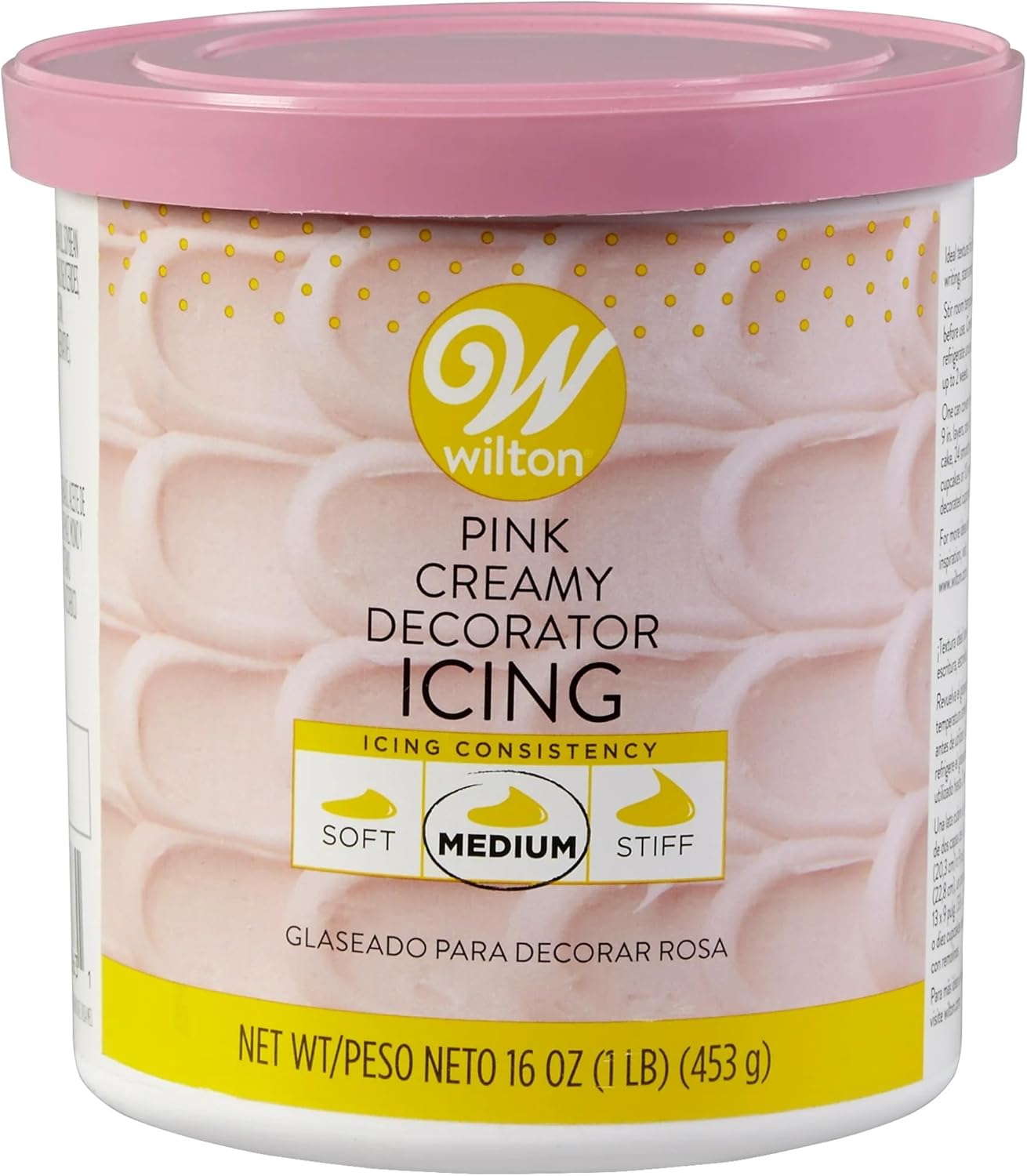 Wilton Vanilla Flavored Frosting, Creamy Decorator Icing, 16 oz (Pink, 16 oz)