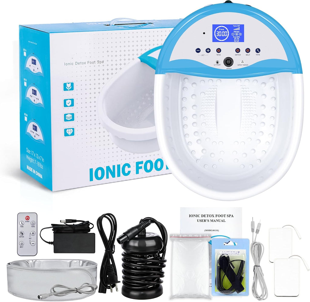 LeCuag Ionic Foot Bath Detox Machine, Foot Spa Machine for Home Use - Foot Bath Soak Tub with Heating Belt, Auto Countdown Timer & Includes 100 Disposable Ion Cleaning Liners