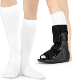 BraceAbility Walking Boot Sock Liners – (1 Pair) Replacement Medical Tube Socks for Under Orthopedic, Air CAM Walkers, Fracture Boots, and Surgical Foot Cast Shoes for Men or Women (Tall White)