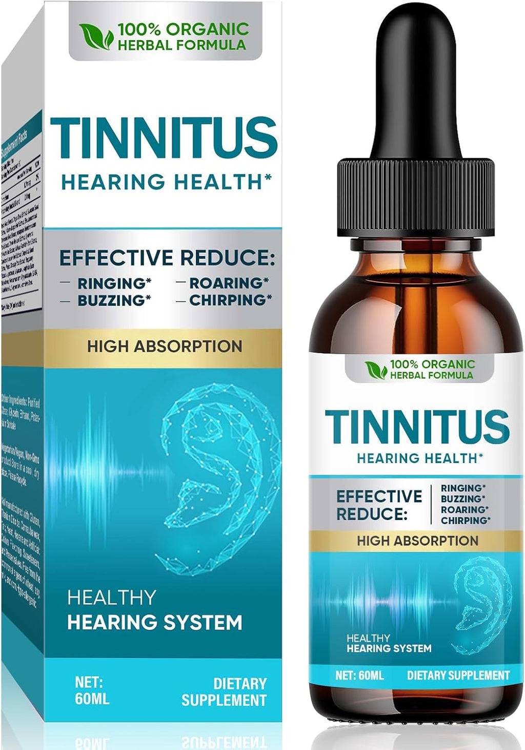 Tinnitus Relief for Ringing Ears, Natural Tinnitus Support Drops, Effective Support for Men & Women