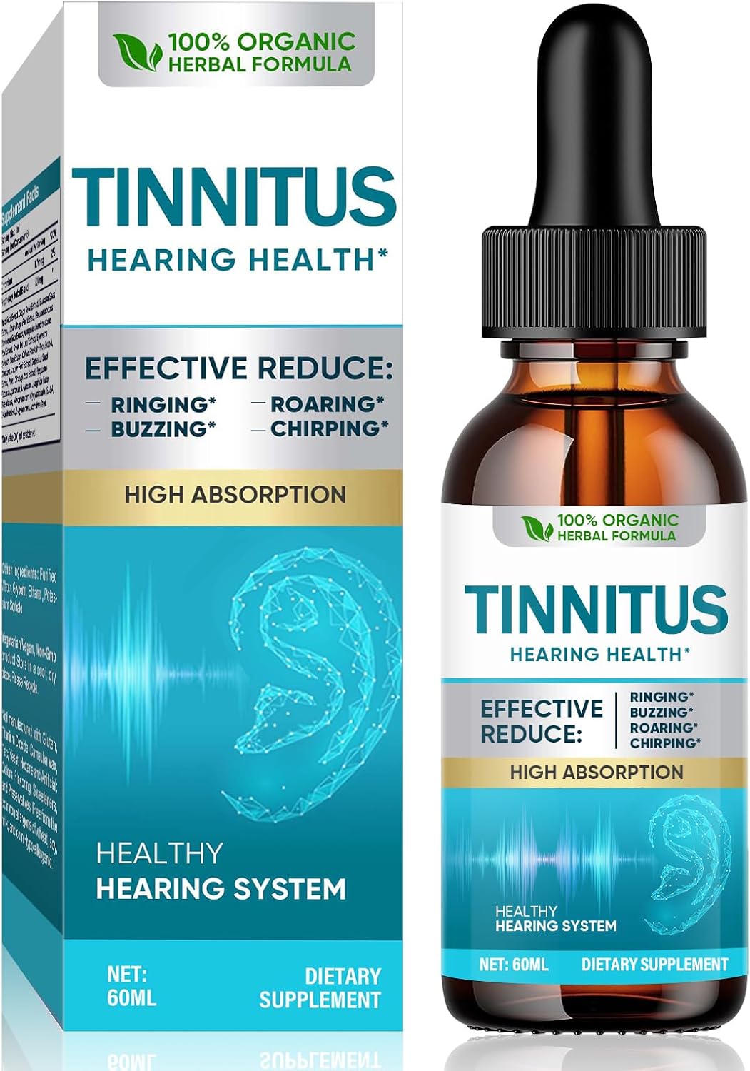 Tinnitus Relief for Ringing Ears, Natural Tinnitus Support Drops, Effective Support for Men & Women