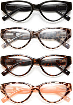 EYEURL 4-Pack Reading Glasses for Women-Cat Eye Blue Light Blocking Computer Glasses with Spring Hinge Anti-Glare Readers for Women 1.5