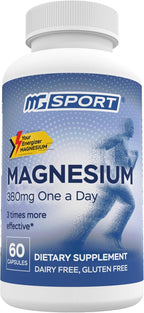 MGSPORT Magnesium Supplement 380mg - High Absorption Magnesium Complex Formula with Vitamins B6, D, E - Supports Muscle Function and Sleep Quality - 60 Servings