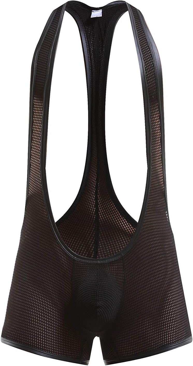 Swbreety Men's One-Piece Mesh Bodysuit Jockstrap Wrestling Singlet Underwear