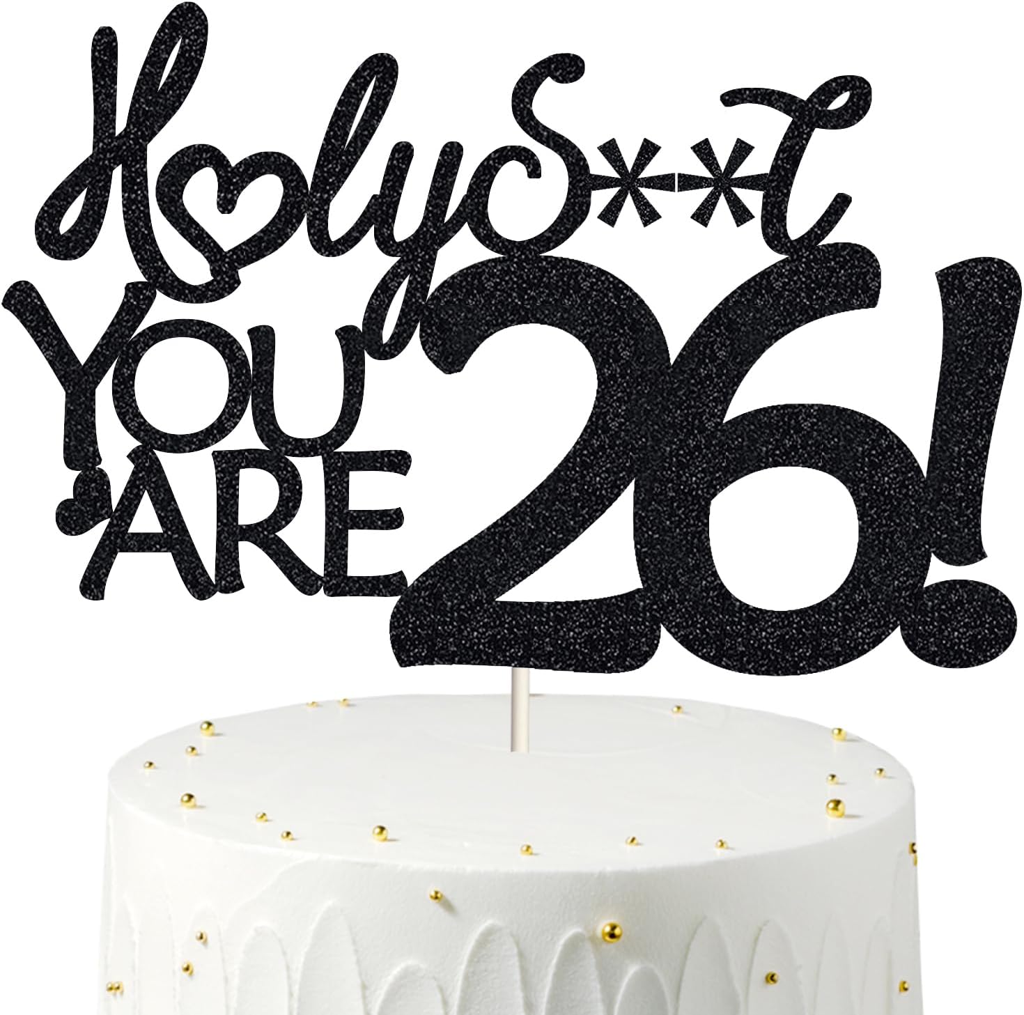 Happy 26th Birthday Cake Topper 26 Birthday Cake Toppers-Black Glitter, Funny 26th Cake Topper for Men,26 Cake Topper For Women, 26th birthday decorations,26th Birthday Cake Topper Twenty Six