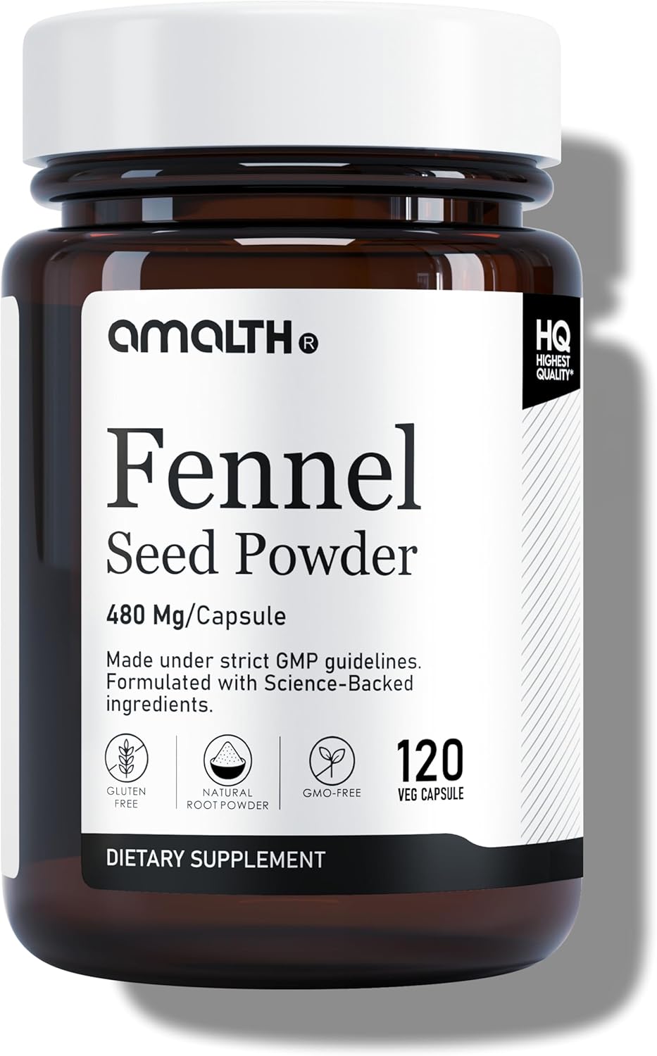 AMALTH Fennel Seed Capsules 480 mg | Foeniculum Vulgare Supplement | Herbal Plant Based Formula | Natural Seed Powder Capsules | Non-GMO, Gluten-Free | 120 Veg Capsules