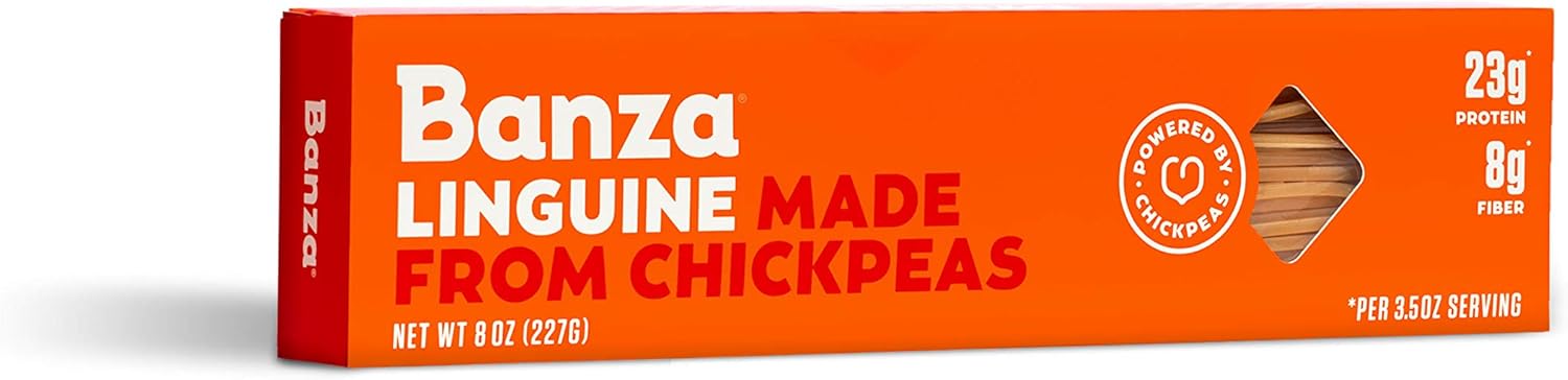 Banza Chickpea Pasta, Linguine - Gluten Free Healthy Pasta, High Protein, Lower Carb and Non-GMO - 8 Ounce (Pack of 6)