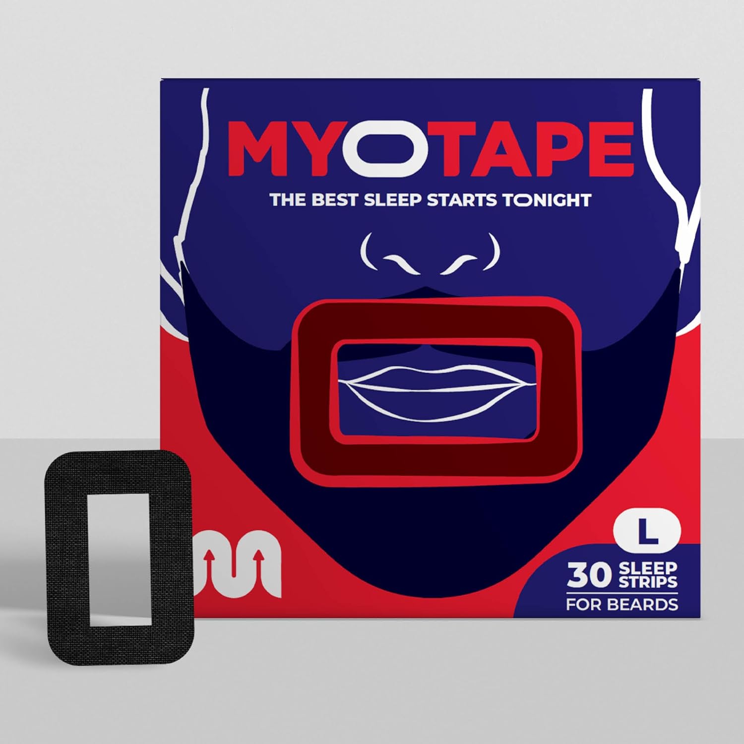 MyoTape - Sleep Tape for Beards - 30 Nights - Reduce Snoring - Improve Sleep - Promote Nasal Breathing - Extra Strong Adhesive - Comfortable & Gentle
