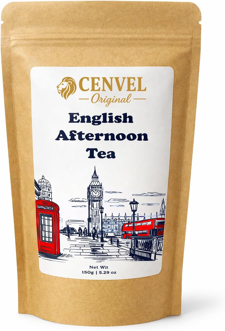 CENVEL® English Afternoon Tea | City of London Scenes Loose-Leaf Black Tea in Resealable Pouch | 5.29 Oz | Great Gift for Loved Ones (150g, London City)