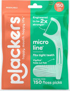 Plackers® Micro Line® Floss Picks - Intense Mint, Floss Fiber Made Without PTFE, 150 Count