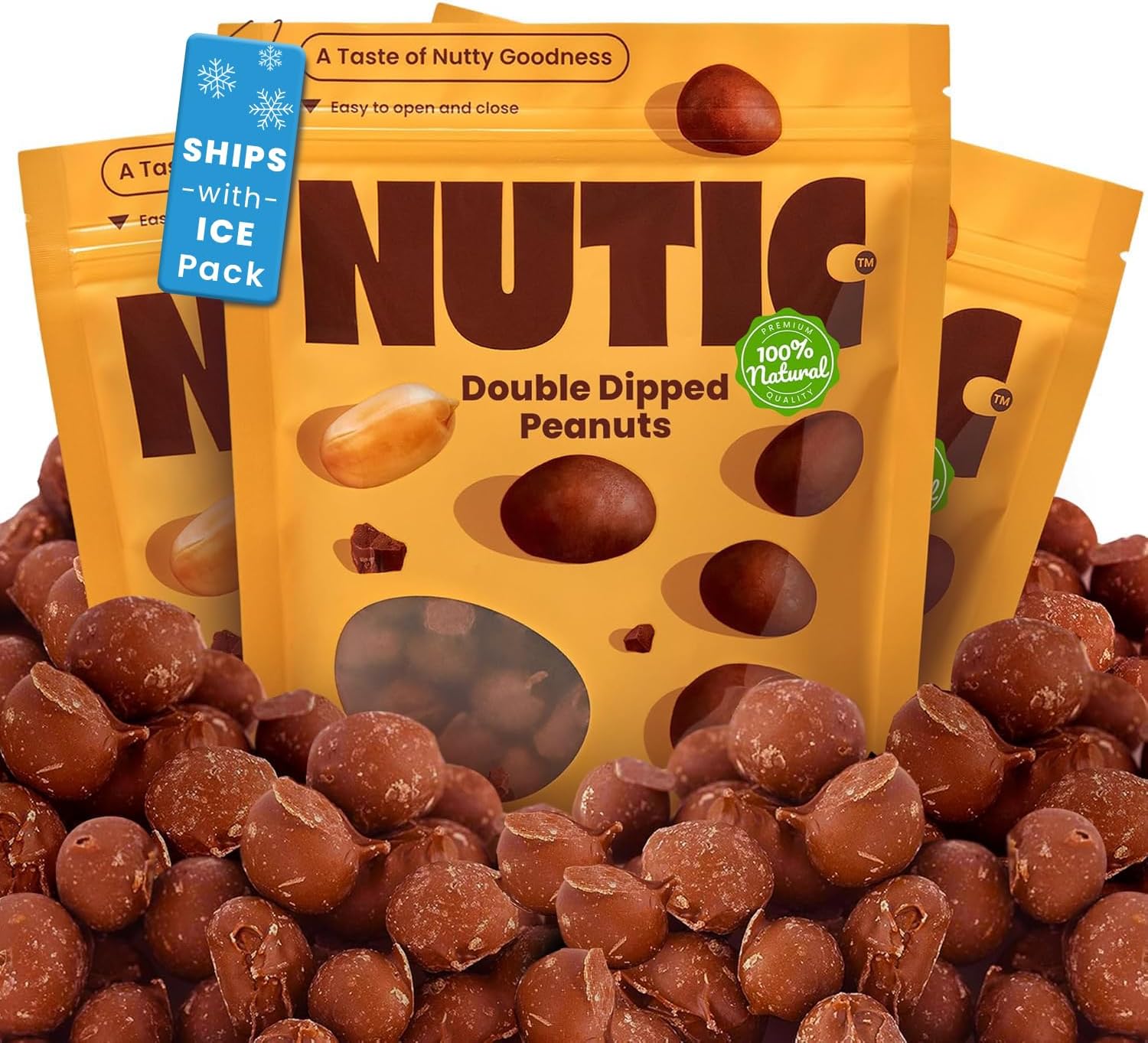 Nutic Milk Chocolate Covered Peanuts - 3 Lb. Double Dipped Premium Gourmet Milk Chocolate Peanuts Perfect for Snacks & Gifts, Made in USA - (Pack of 1)