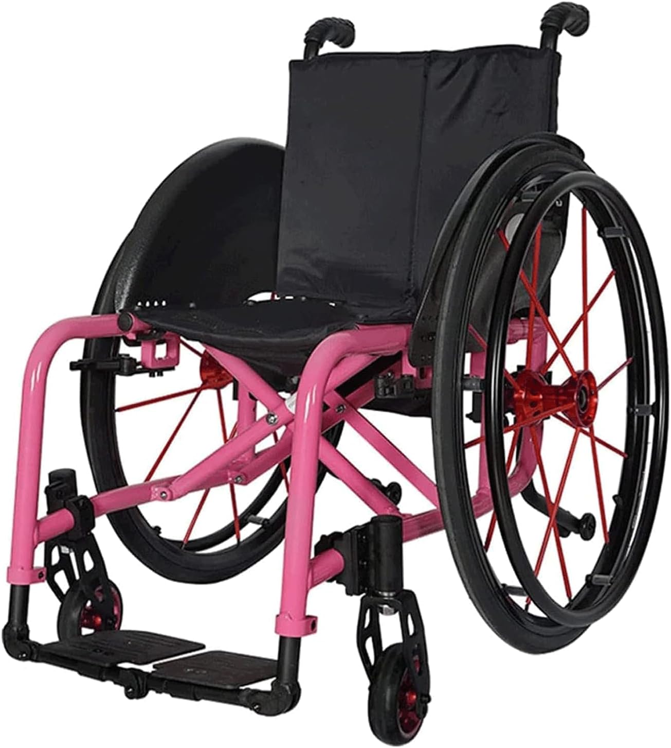 Wheelchair Transport Wheelchair Lightweight Wheelchair Manual Sports Folding Aluminum Alloy Wheel Chair(Pink,38Cm)