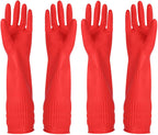 Rubber Cleaning Gloves Kitchen Dishwashing Glove 2-Pairs And Cleaning Cloth 2-Pack,Waterproof Reuseable.(Large)