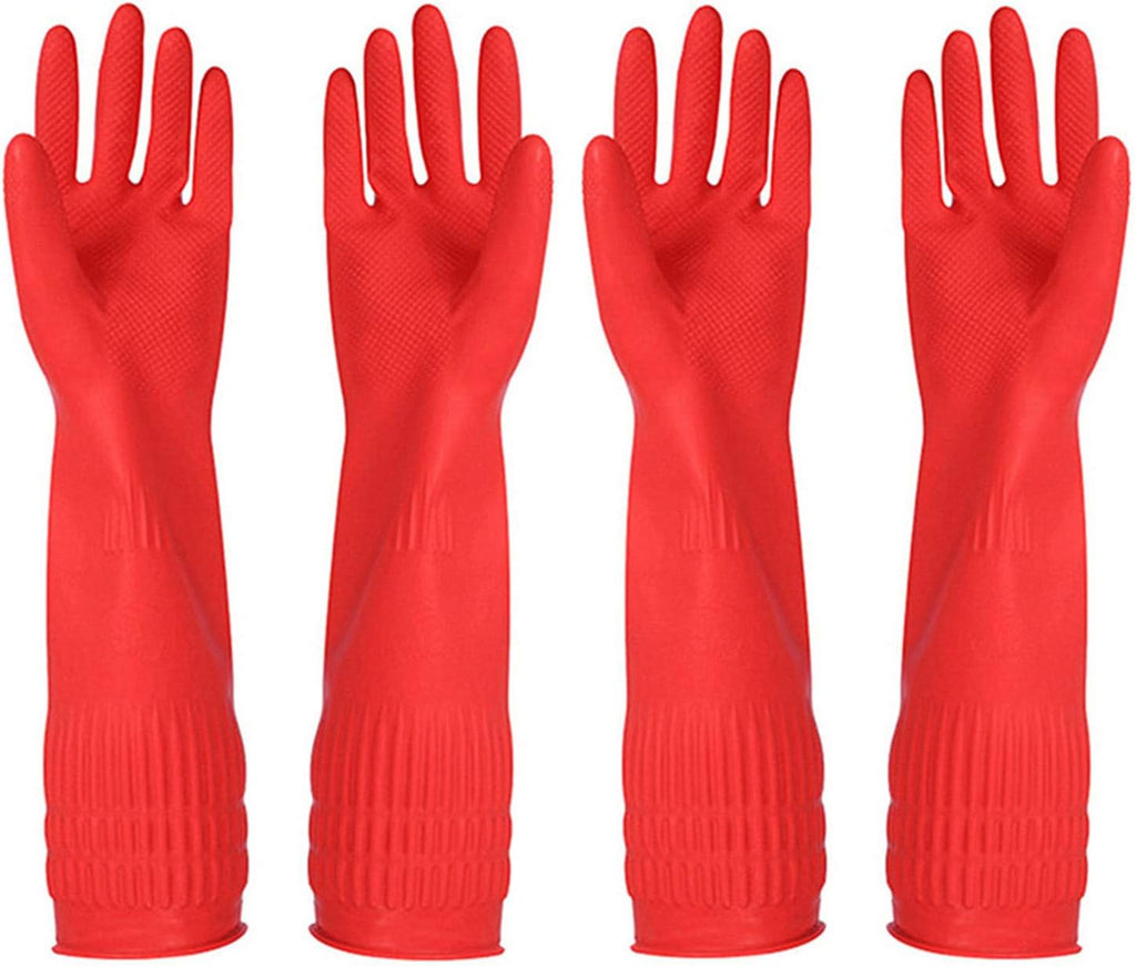 Rubber Cleaning Gloves Kitchen Dishwashing Glove 2-Pairs And Cleaning Cloth 2-Pack,Waterproof Reuseable.(Small)