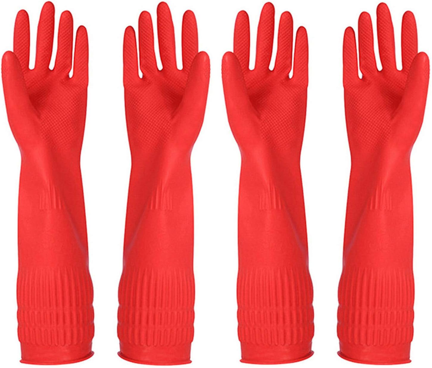 Rubber Cleaning Gloves Kitchen Dishwashing Glove 2-Pairs And Cleaning Cloth 2-Pack,Waterproof Reuseable.(Small)