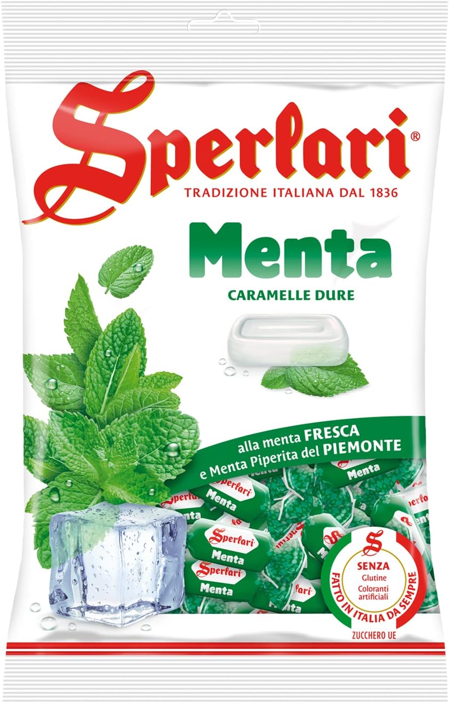 Sperlari "Menta" Mint Hard Candy Bag, Individually Wrapped Italian Sweets, 500 gr /17.6 Ounce Bag (1-Pack)
