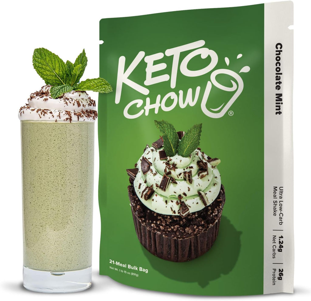 Keto Chow Chocolate Mint | Keto Meal Replacement Shake Powder | Nutritionally Complete | Low Carb | Delicious Easy Meal Substitute | Protein Rich You Choose The Fat | 21 Meal Serving