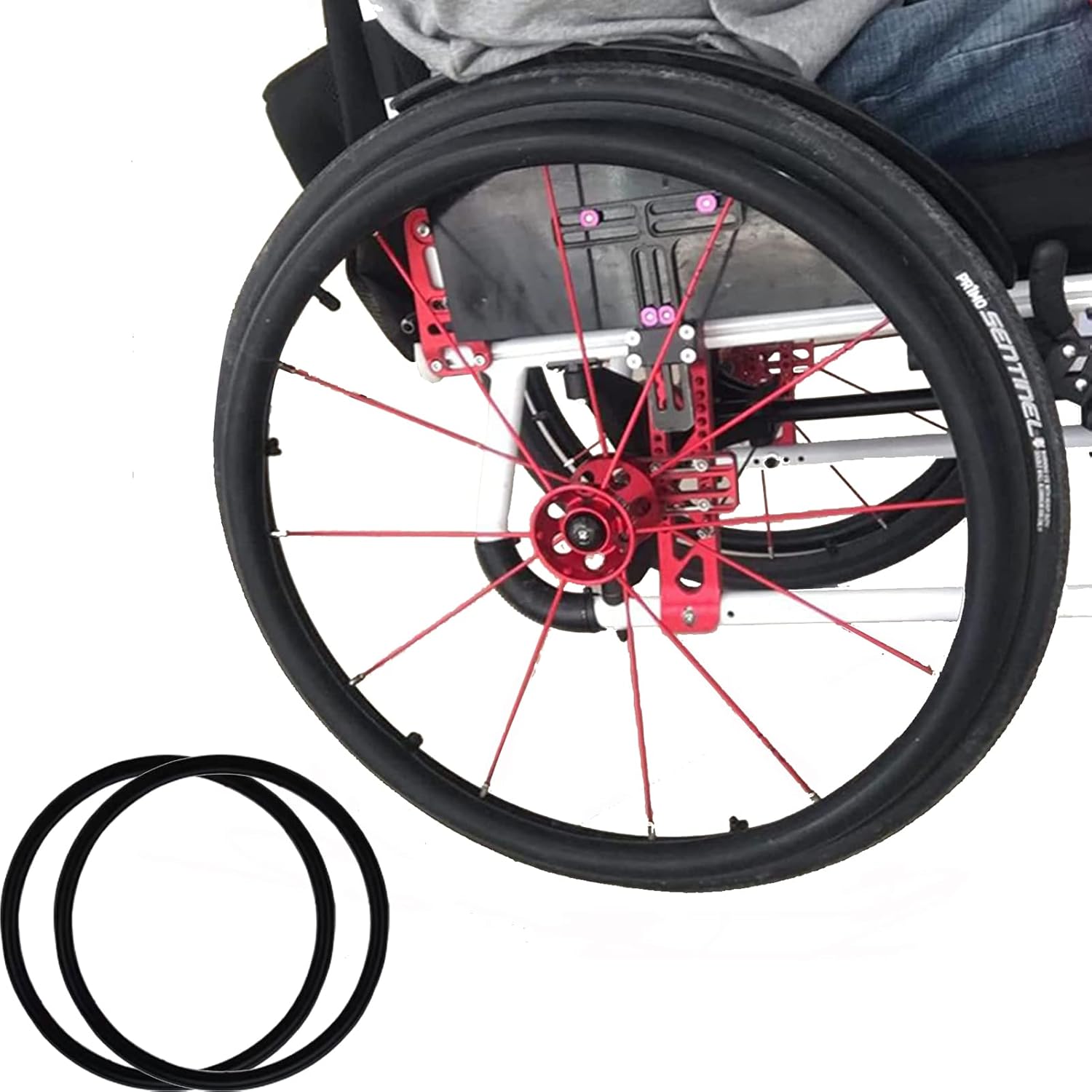 YZRYXHWL Wheelchair Cover Wheelchair Accessories 24in Wheelchair Push Rim Covers 1 Pair Non-Slip Wear-Resistant Hand Push Cover Wheelchair Rear Wheel Push Ring Protective Cover (Color : Black)