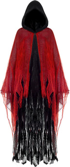 Geyoga Grim Reaper Costume Scary Hooded Cape Witch Costume Hooded Cape for Adult Women Man Cosplay Props