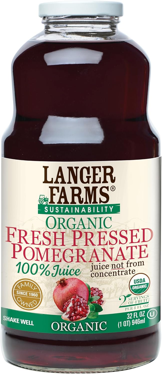 Langer Farms Organic Fresh Pressed Pomegranate, 100% Juice, Not from Concentrate, 32 fl oz