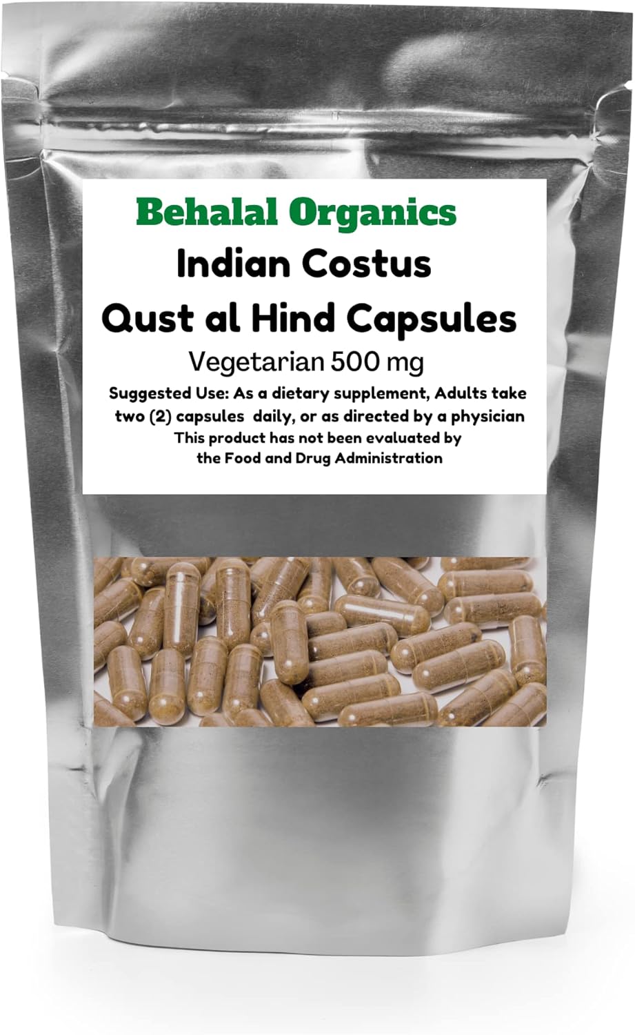 Indian Costus Root, Qust Qist Al Hindi Powder Vegetarian Capsules