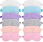 12Pcs Plush Eye Mask,Furry Sleep Masks,Soft Sleeping Blindfold with Elastic Strap & Satin Back,Faux Fur Eye Covers Night Eyeshade for Girls Women Sleep Travel Nap Sleeping,6 Colors