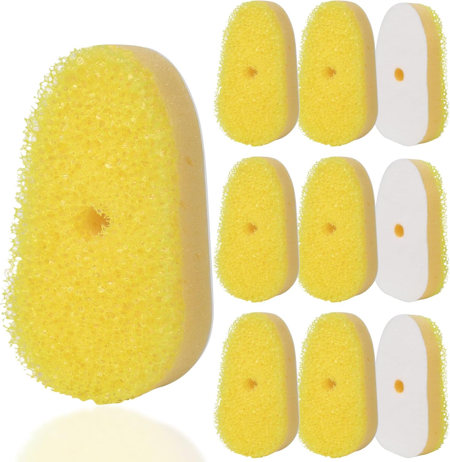 Sponge Refills for Scrub Daddy Dish Daddy - 10 Packs Dish Wand Refills, Scrub Brush Replacement Heads, Dish Brush Replacement Head for Kitchen Cleaning, Yellow (Only Sponge Heads)