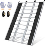 KROAK Aluminum Snowmobile Loading Ramp, 7.1 ft x 4.5 ft (85" x 54") Ultra-Wide Tri-Fold Ramp with Ski Guides, 1800LBS Max Capacity for Snowmobile ATV UTV Lawn Tractor