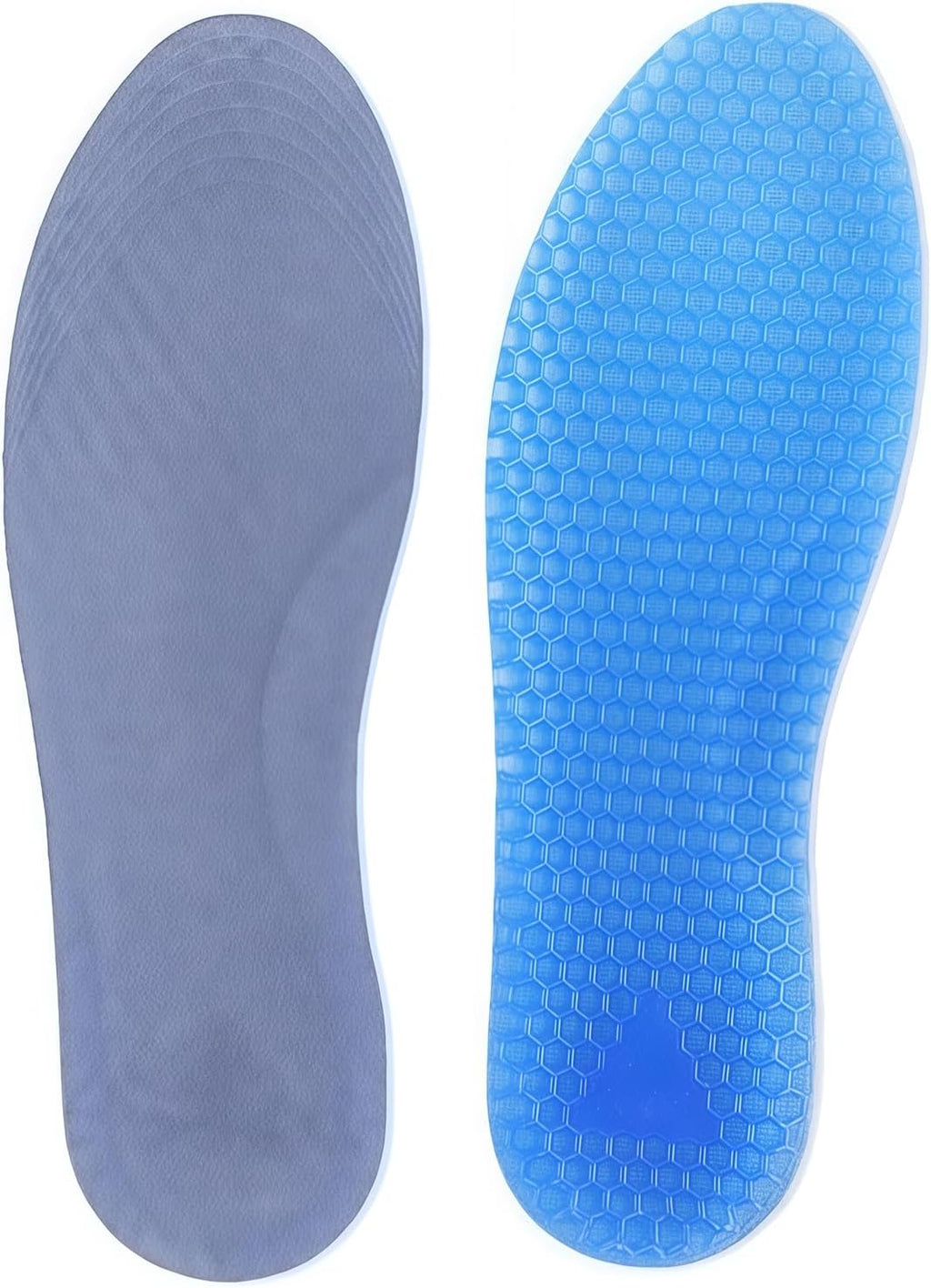 1Pair Blue Silicone Honeycomb Shaped Gel Full Length Insoles Unisex No-Slip Breathable Sports Insole Cushion Shock Absorbing Shoe Insoles Replacement Shoe Inserts (Large)