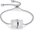 Belt Buckle Initial Bracelet for Women, 18K Gold/Silver Plated Belt Buckle Initial A-Z Bracelet, Unique Western Style Jewelry Gifts for Women Men