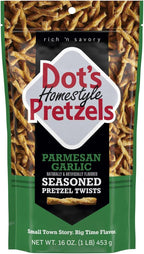 Dot's Homestyle Pretzels Parmesan Garlic Seasoned Pretzel Twist Snack, 16oz Grocery Sized Bag
