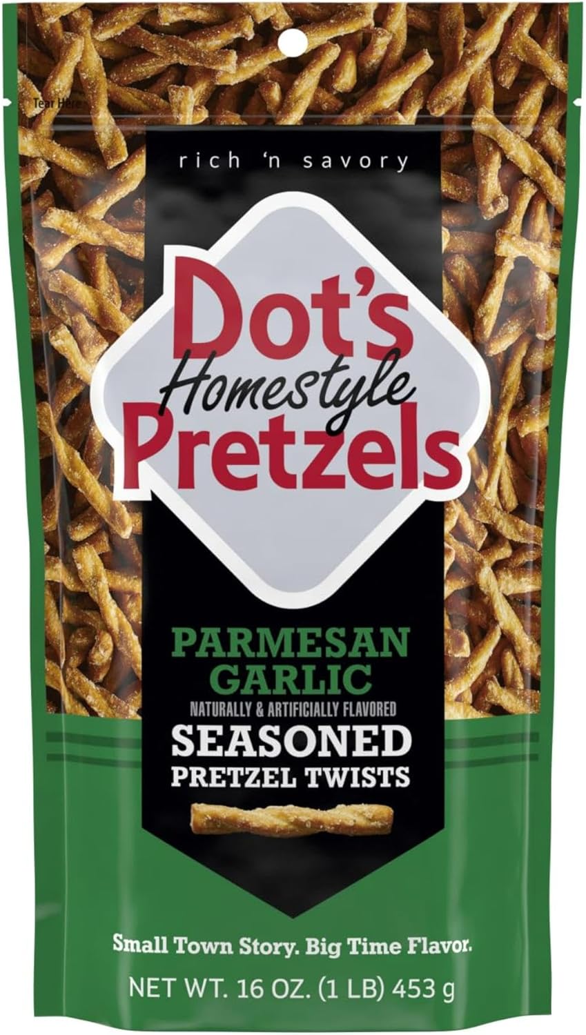 Dot's Homestyle Pretzels Parmesan Garlic Seasoned Pretzel Twist Snack, 16oz Grocery Sized Bag
