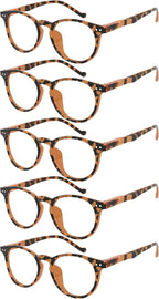 Eyekepper 5-Pack Oval Round Spring Hinges Eyeglasses Includes Sunglasses
