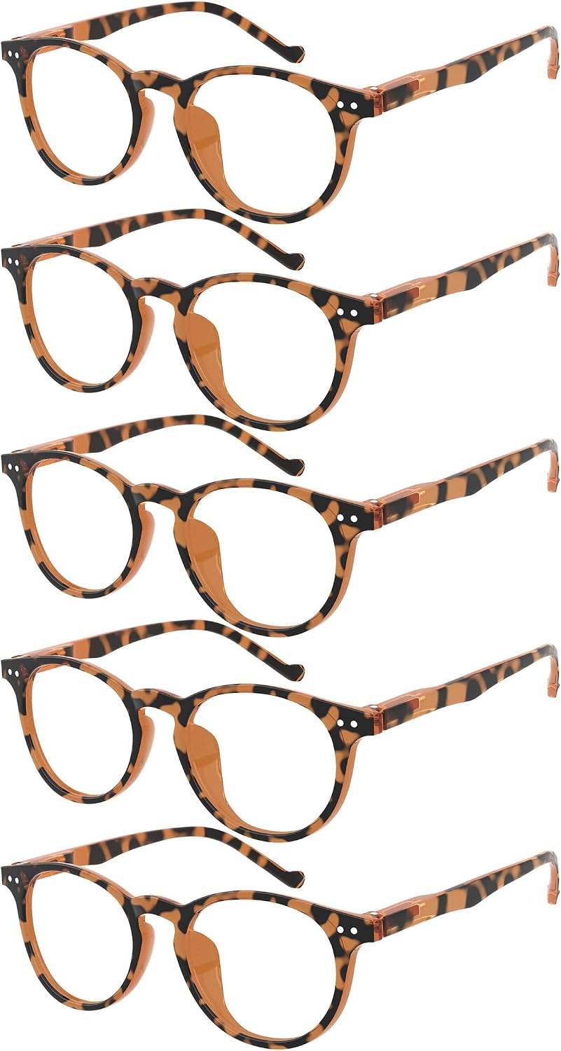 Eyekepper 5-Pack Oval Round Spring Hinges Eyeglasses Includes Sunglasses