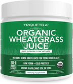 Organic Wheatgrass Juice Powder - Organic, Grown in Volcanic Soil of Utah - Raw BioActive Form, Cold-Pressed Then CO2 Dried, 20:1 Concentrate Juice Extract - Unflavored (5.3 oz – 60 Servings)