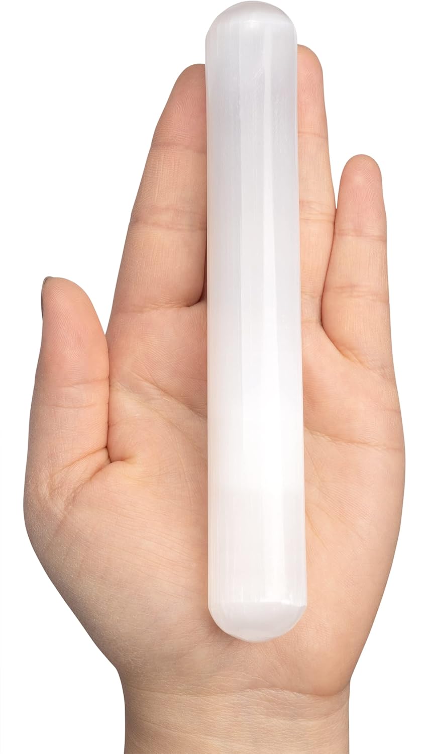 WISH WELL Selenite Crystal Wand – 6” Selenite Wand– Mined and Crafted in Morocco – Ideal for Cleansing and Recharging Healing Stones, Meditation, Reiki, Protection and Home Decor