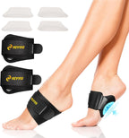 NEVVIS Arch Support Braces with Replaceable Gel Pads, Adjustable Orthotic Arch Support for Women Men, Relief for Plantar Fasciitis, High Arch, Flat Feet, Foot Fatigue, Arch Pain, 4 Pads with 2 Heights