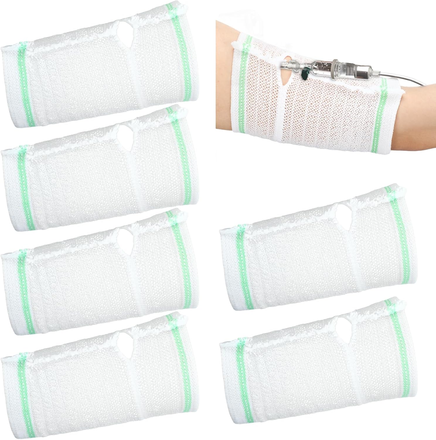 TrelaCo 6 Pcs PICC Line Cover Sleeve Upper Arm Protector Comfortable Breathable Elastic Mesh PICC Line Sleeve Cover for Upper Arm Adult Teenager Nursing