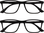 OPULIZE NYX Blue Light Blocking Glasses for Women Men, Rectangular Frame with UV & Eyestrain Protection, Anti-Glare Computer Gaming Glasses, Black (Pack of 2)