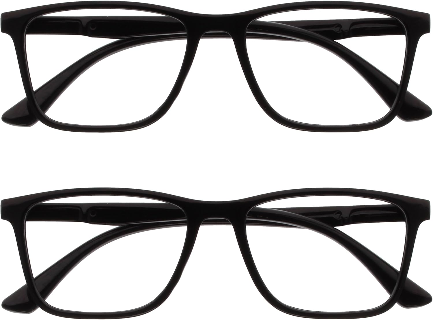 OPULIZE NYX Blue Light Blocking Glasses for Women Men, Rectangular Frame with UV & Eyestrain Protection, Anti-Glare Computer Gaming Glasses, Black (Pack of 2)