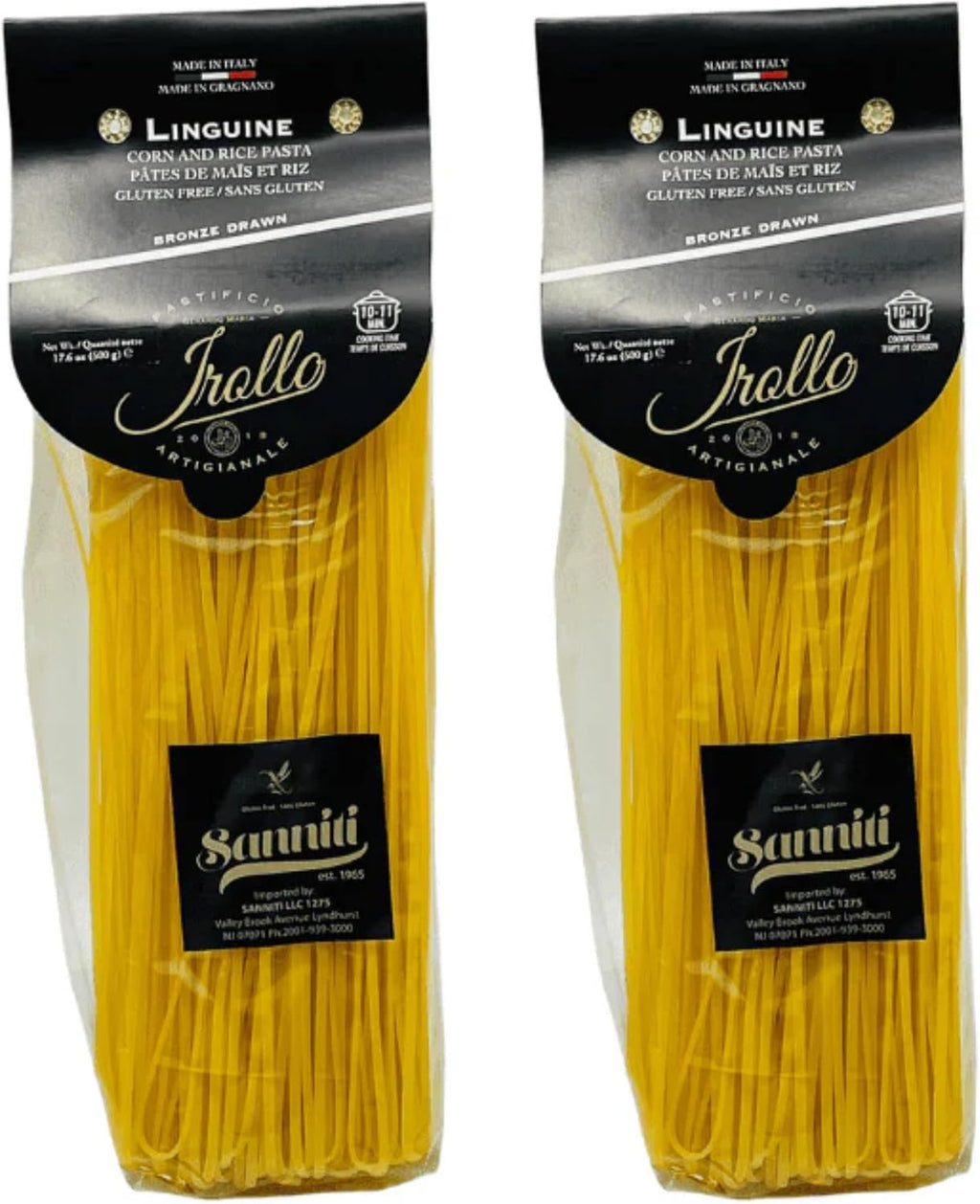 Sanniti by Irollo Gluten Free Linguine Pasta, 17.6 oz – Authentic Italian Gluten-Free Linguine, Product of Italy [Pack of 2]