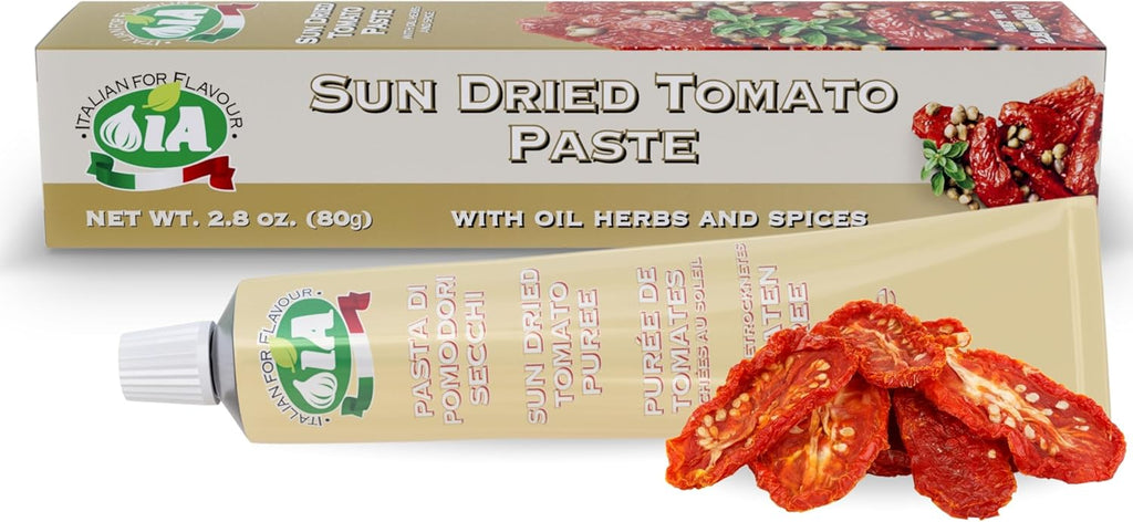 IA Sun-Dried Tomato Paste Ready to Use, in a 2.82oz (80g) Tube – Perfect for Appetizers, Enhancing Starters, Salads and a Variety of Recipes, Gluten-Free, Recyclable and Anti-Waste Packaging